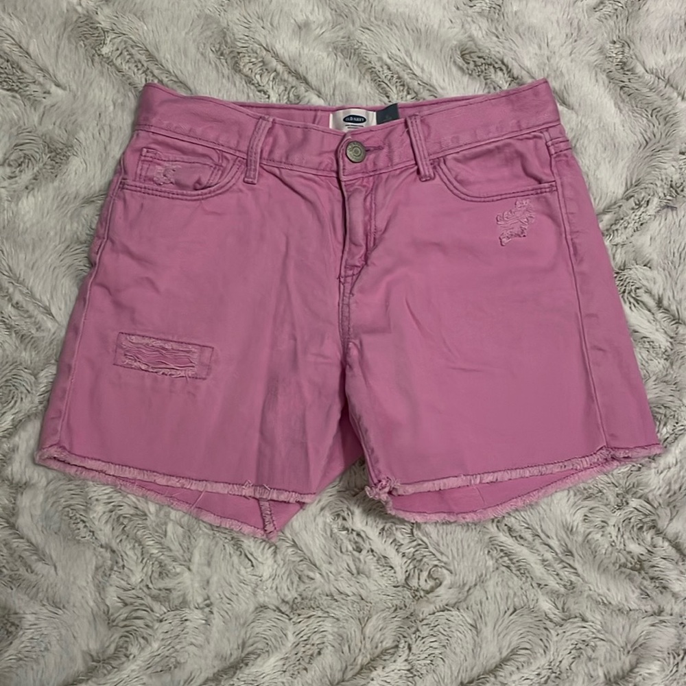 Girls pink denim shorts